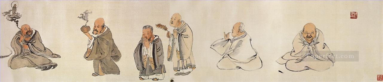 呉滄梧十八アーチャット古い中国のインク油絵